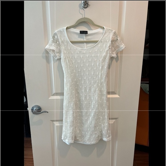 Rosegold Petite White Net Lace Overlay Dress - Picture 1 of 16